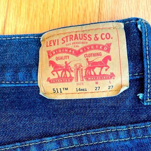 Levi's 511 Slim Dark Wash Blue Jeans 14 Regular - Picture 7 of 7